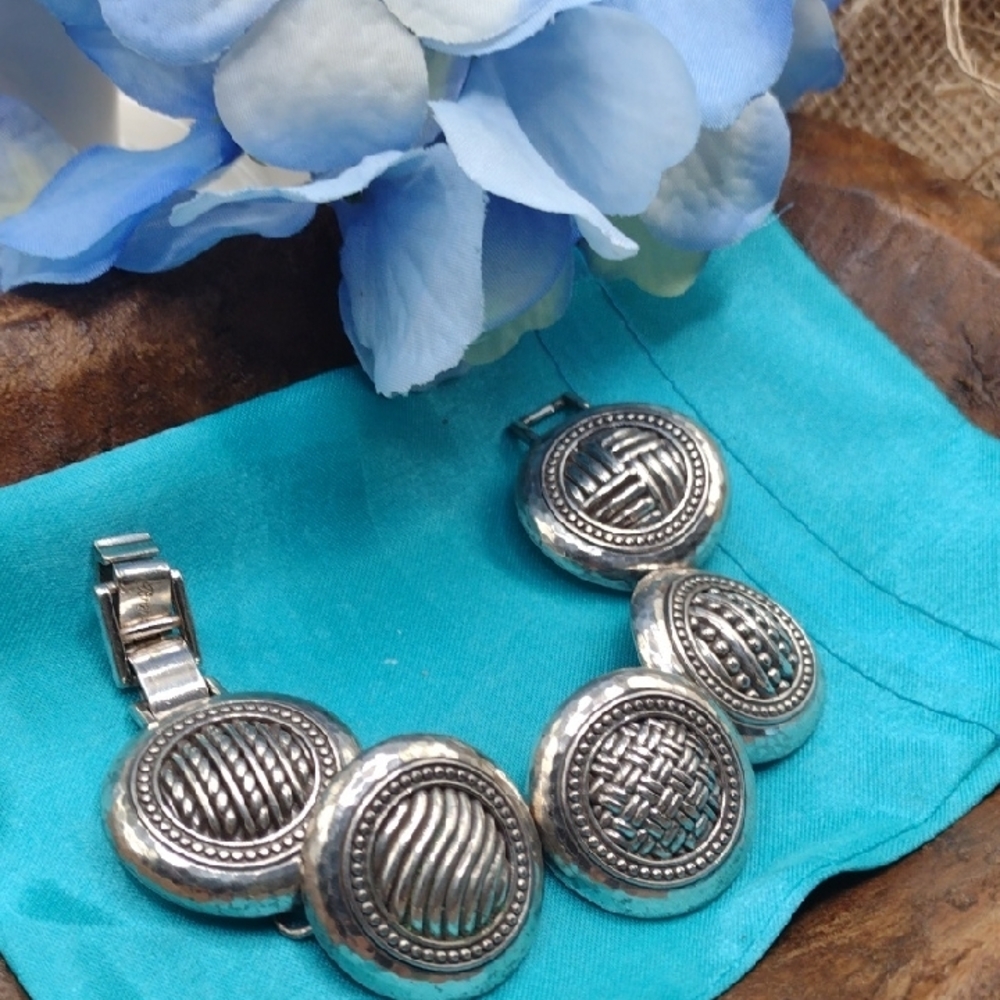 Brighton Silver Textured Bead Bracelet